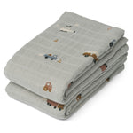 Lot de 2 langes en mousseline Lewis - (divers coloris) -