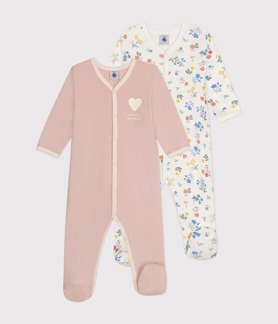 Lot de 2 pyjamas - rose/fleurs (tailles 3m-18m) - Pyjama