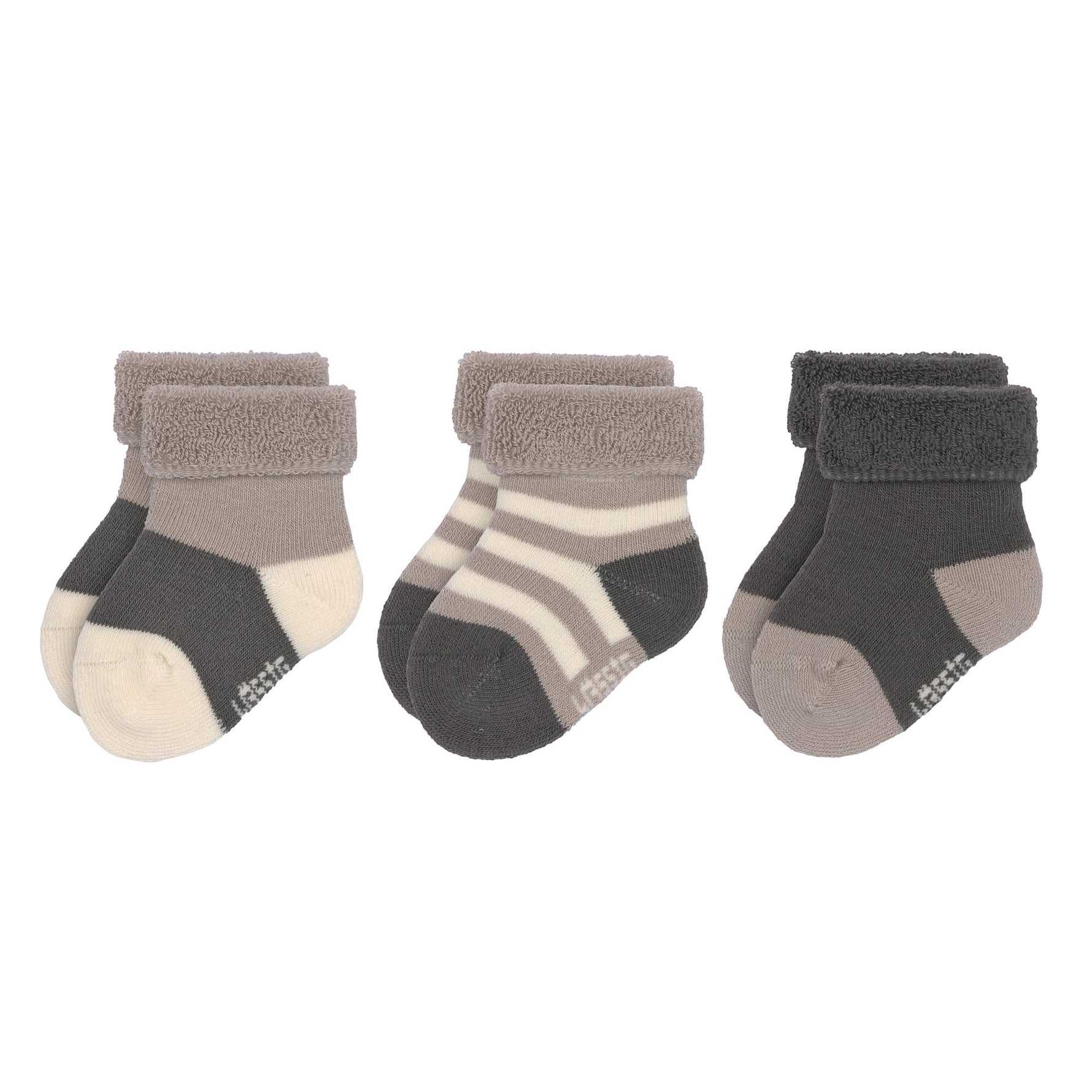 Lot de 3 chaussettes Terry GOTS light anthracite/taupe -