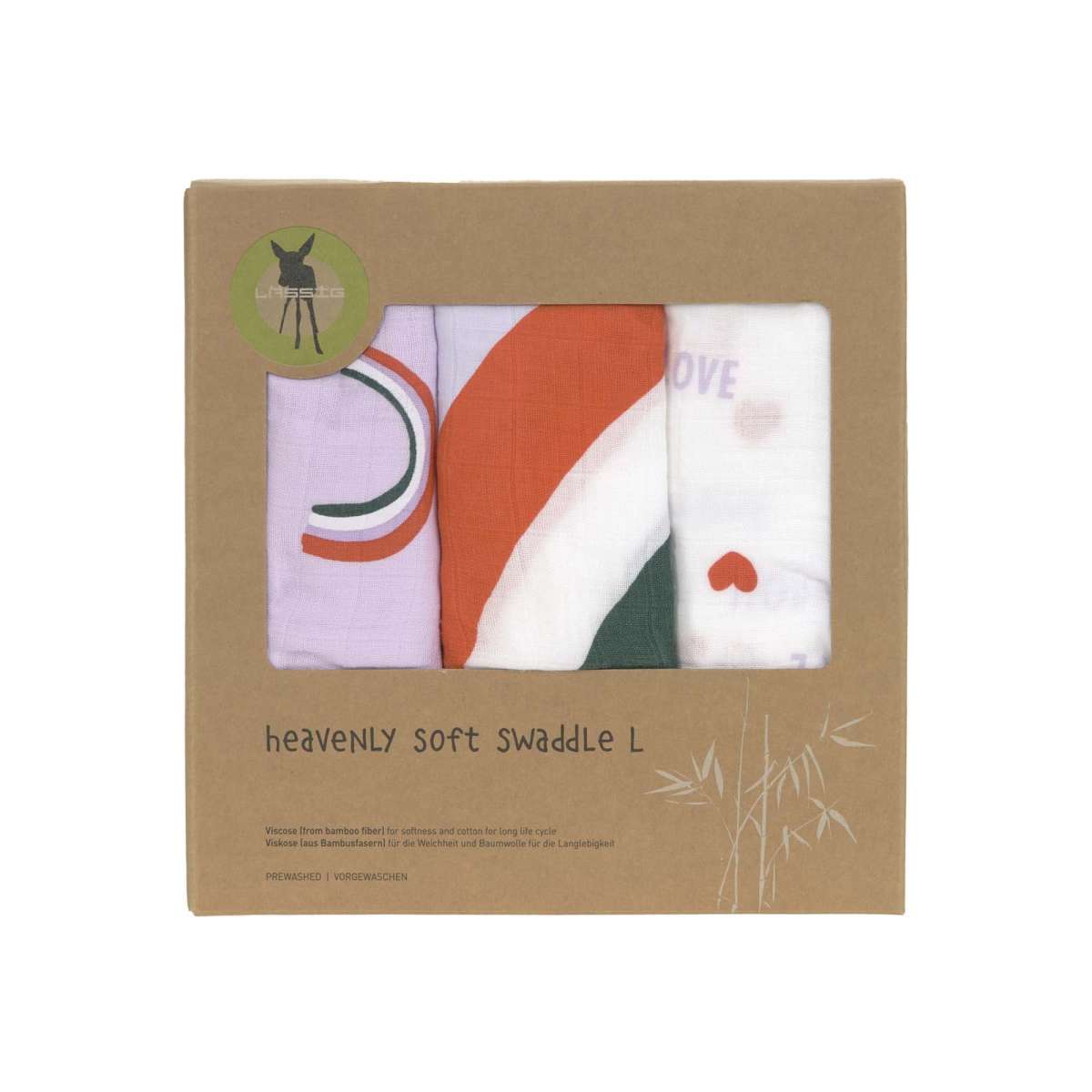 Lot de 3 Langes d’emmaillotage Happy Rascals- lavande