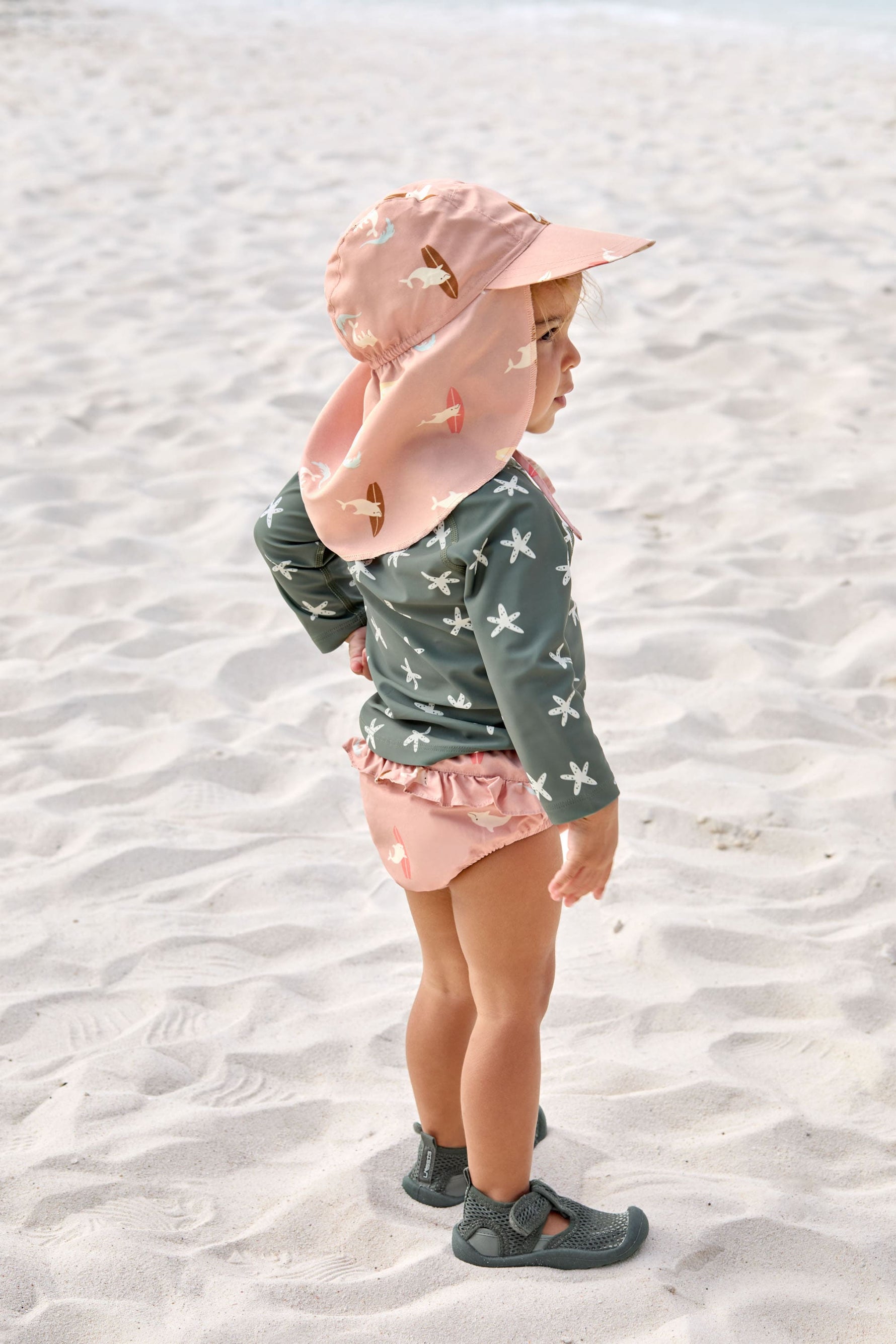 Maillot de bain couche bébé - Dauphin/pêche (tailles