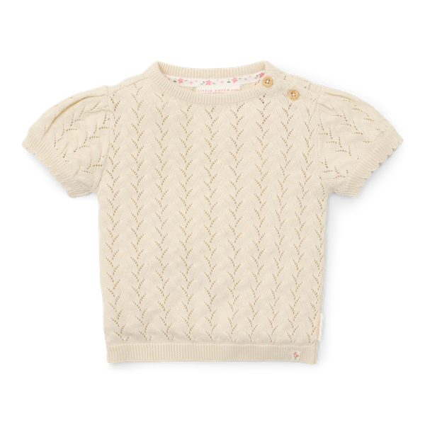 Strickpullover mit kurzen Ärmeln Creme (Größen 74-104) - Bluse