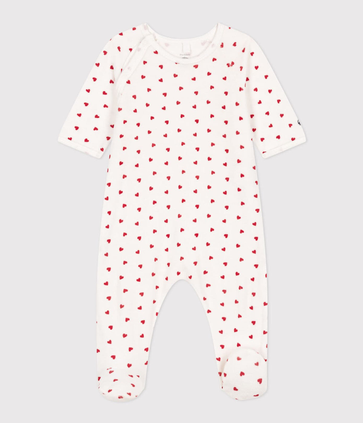 Baby-Pyjama aus Samt mit Herzchen (Größen 54-74) – Pyjama