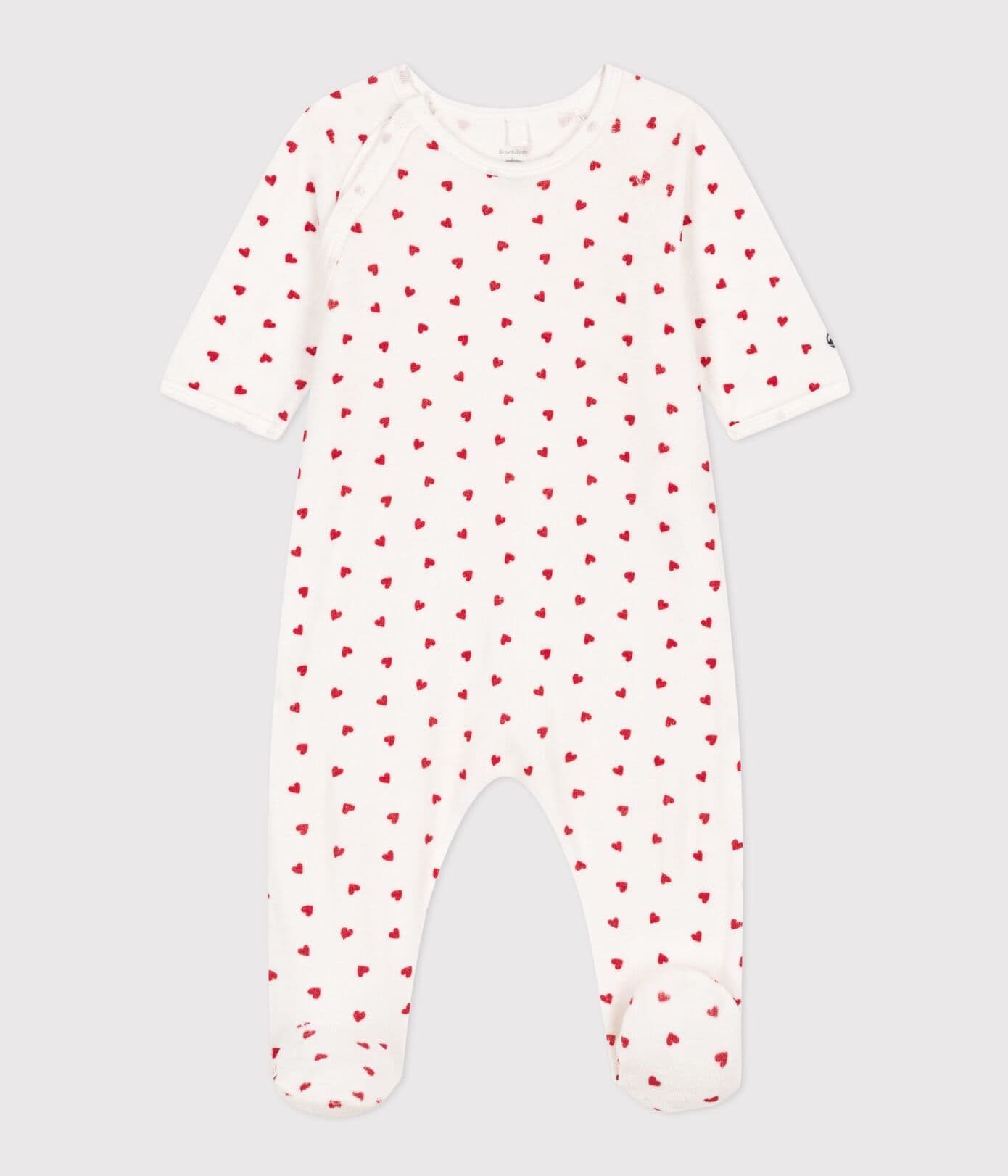 Baby-Pyjama aus Samt mit Herzchen (Größen 54-74) – Pyjama