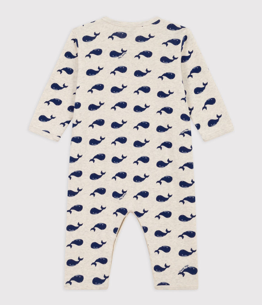 Pyjama sans pieds baleines marines en coton