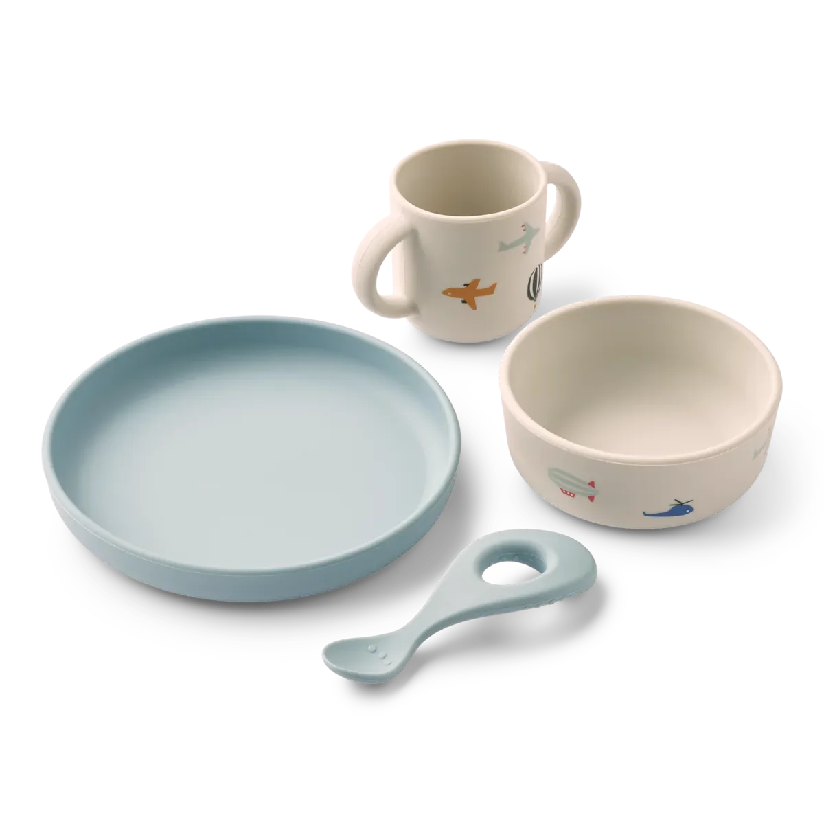 Set de Vaisselle en silicone Vivi - Aviator / Ecru