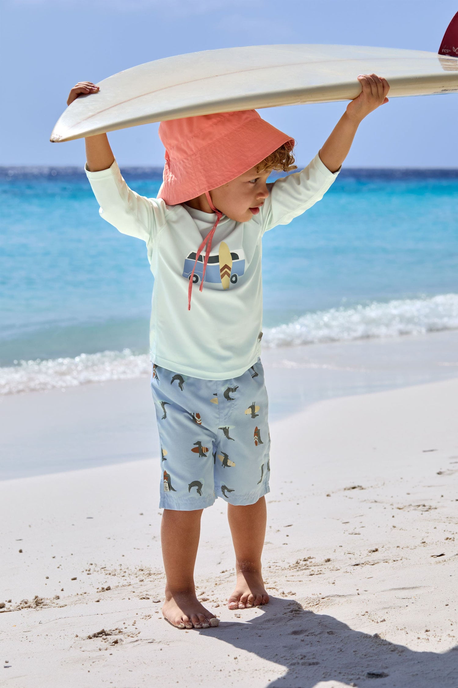 Short de bain anti-UV avec couche - crocodile/bleu ciel