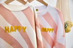 Unisex-Sweatshirt Happy – Milky/Peach (verschiedene Größen)