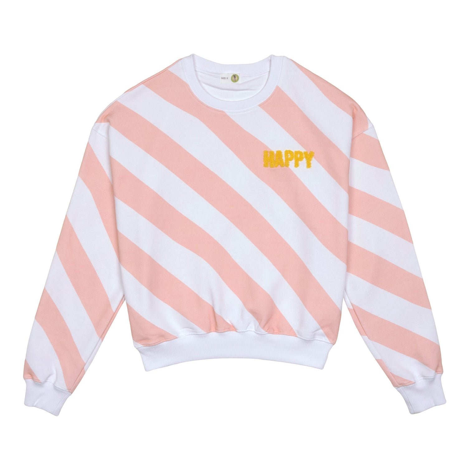 Unisex-Sweatshirt Happy – Milky/Peach (verschiedene Größen)