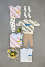 Unisex-Sweatshirt Happy – Milky/Peach (verschiedene Größen)