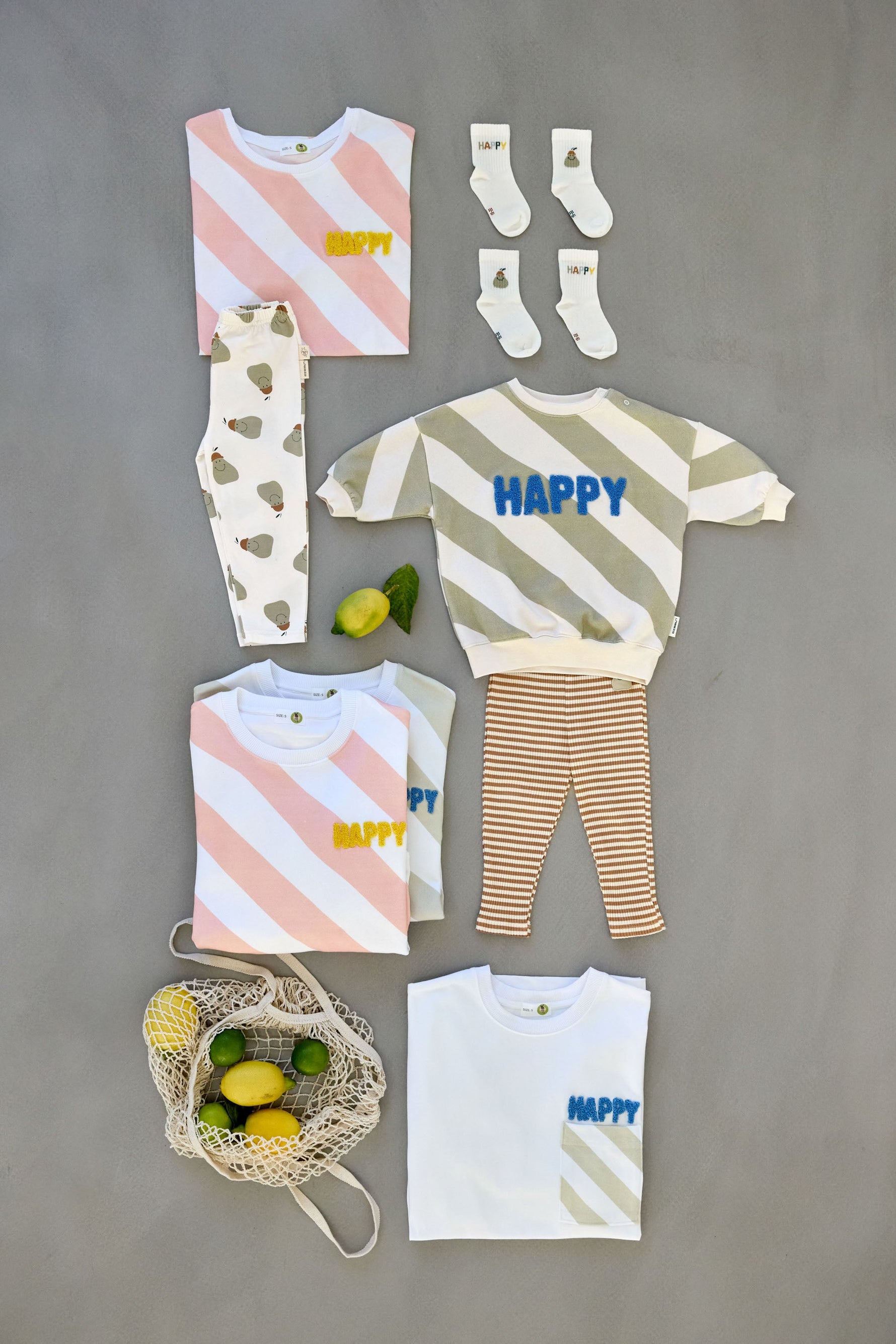 Unisex-Sweatshirt Happy – Milky/Peach (verschiedene Größen)