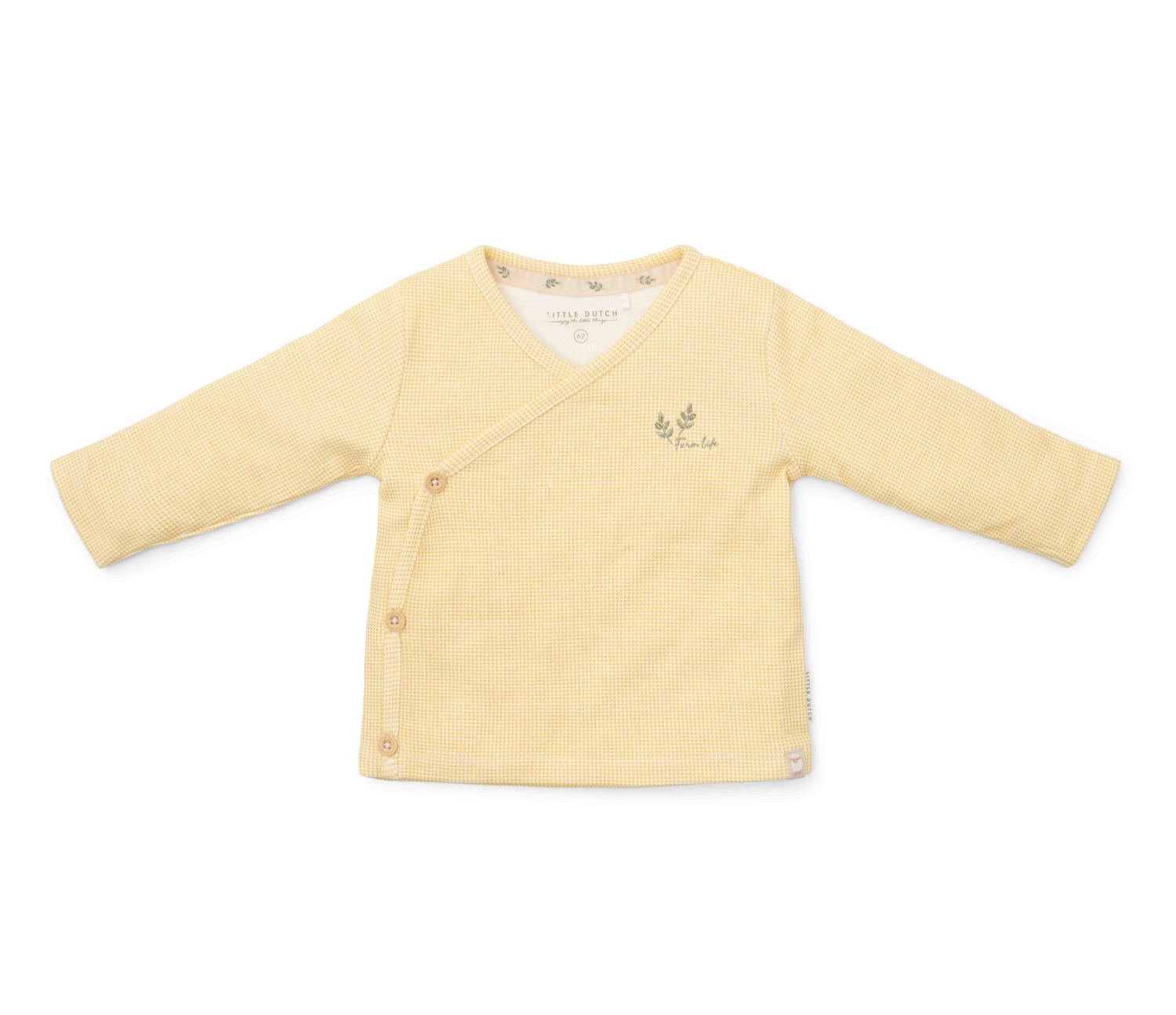 Langärmliges Wickel-T-Shirt Warm Yellow Check (Größen