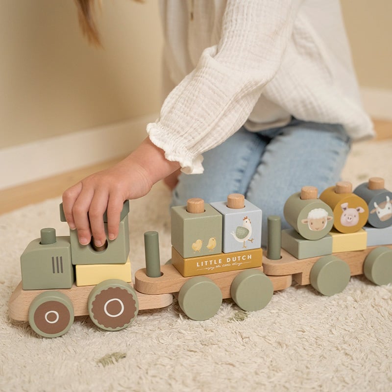 Train à Blocs Tracteur Little Farm - jouet d’activité