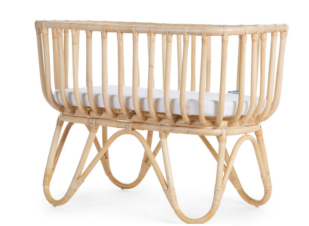 Berceau rotin rectangulaire - 90x50x70 cm + matelas -