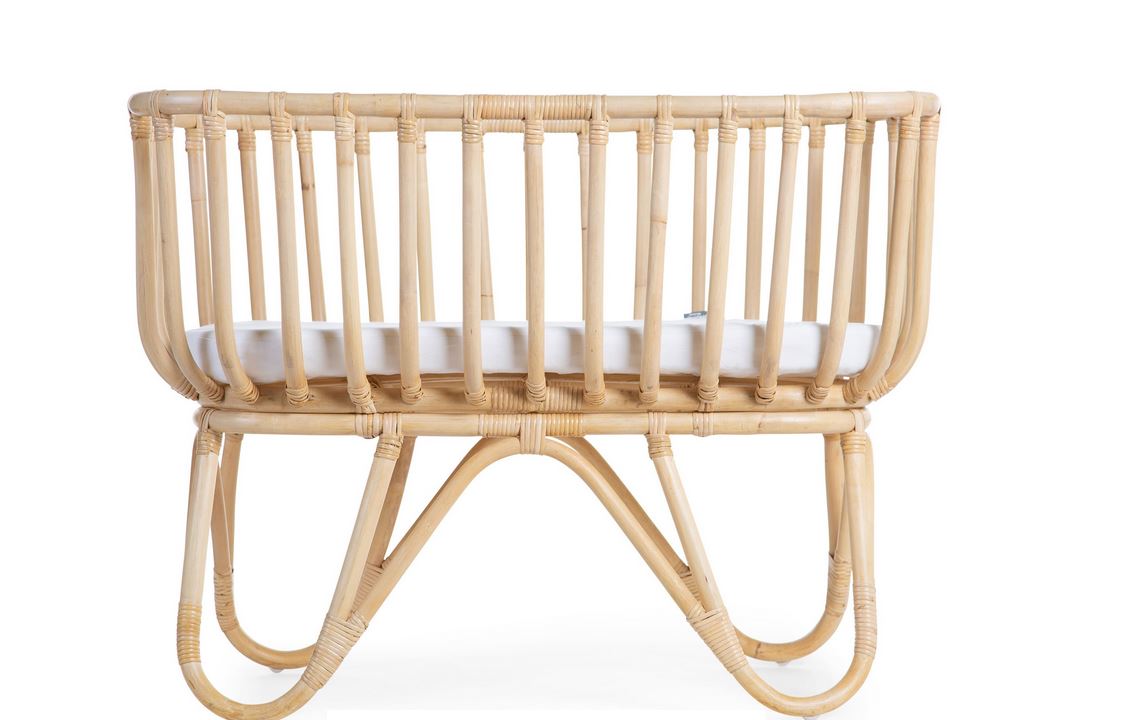 Berceau rotin rectangulaire - 90x50x70 cm + matelas -