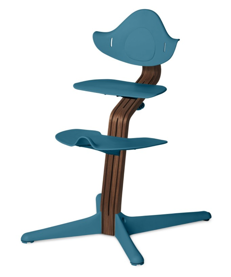 Chaise haute Nomi noyer naturel (divers coloris) - Bleu