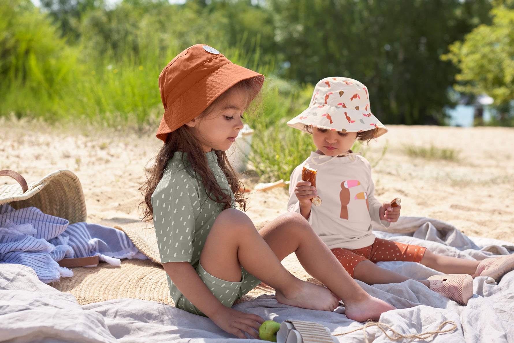 Chapeau anti-UV bébé (Bob) caramel (divers tailles) -